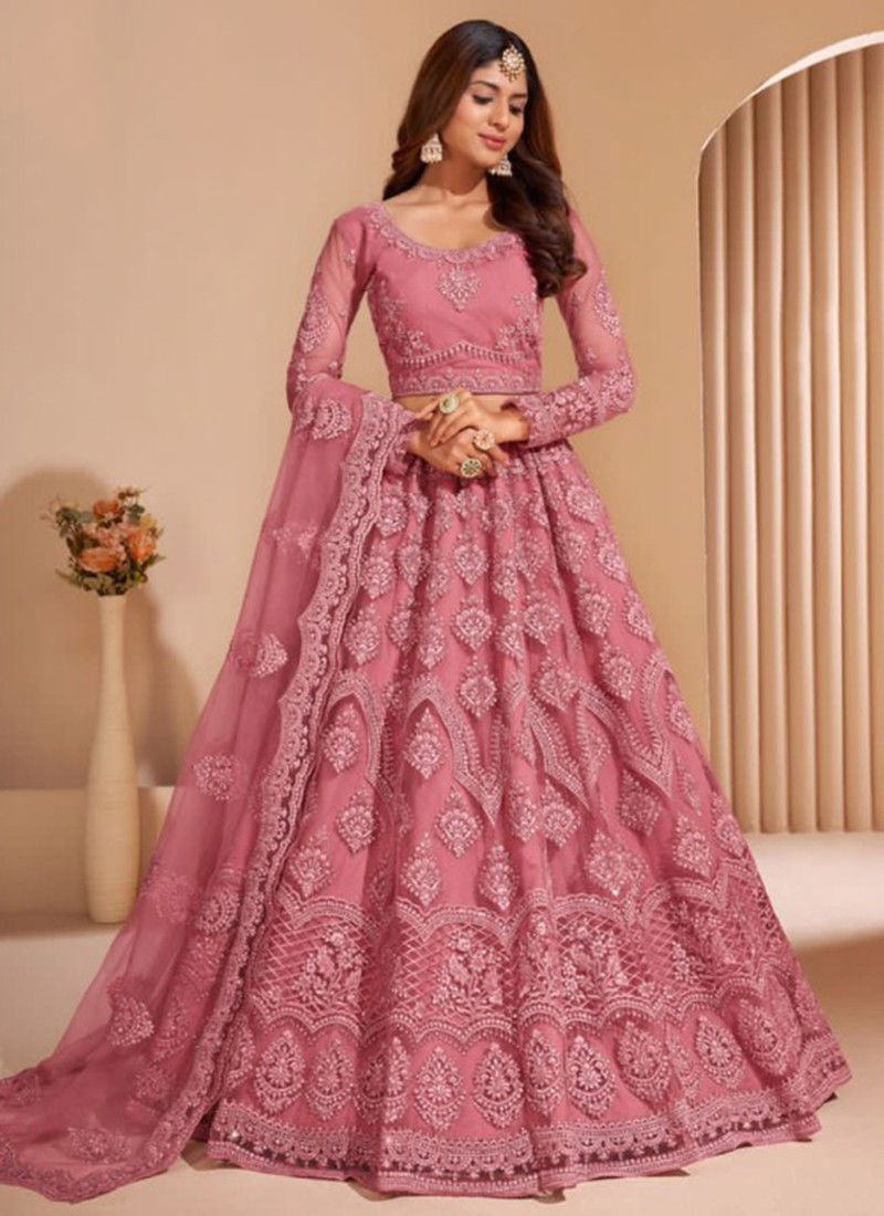 Baby Pink Colour Bridal Heritage Colour Splash Alizeh New Latest Designer Wear Net Lehenga Choli Collection 1008 G